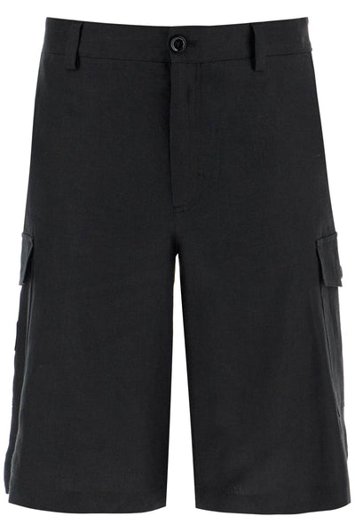 linen cargo bermuda shorts for GV5TAT GI437 NERO