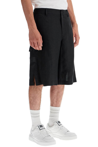 linen cargo bermuda shorts for GV5TAT GI437 NERO