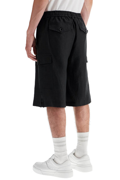 linen cargo bermuda shorts for GV5TAT GI437 NERO