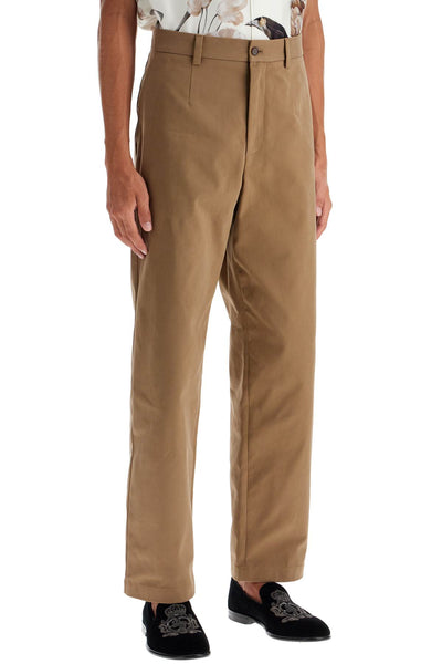 straight cotton stretch pants in 8 GV5ZHT FUFMU MARRONE-GRIGIO 6