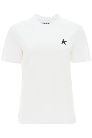 Golden goose regular t-shirt with star logo GWP01220 P000593 OPTIC WHITE BLACK
