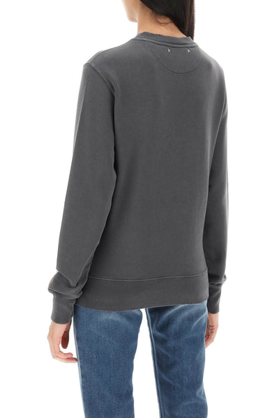 Golden goose athena crew-neck sweatshirt with distressed logo GWP01223 P000642 ANTHRACITE