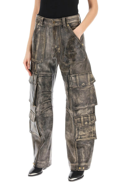 Golden goose irin cargo pants in vintage-effect nappa leather GWP01807 P001427 VINTAGE BROWN