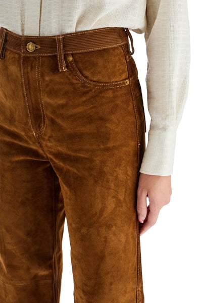 suede leather pants for men GWP01882 P001670 TOBACCO BROWN