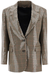 houndstooth blazer with sequins GWP01890 P001621 BEIGE/BLACK/SAVVY RED