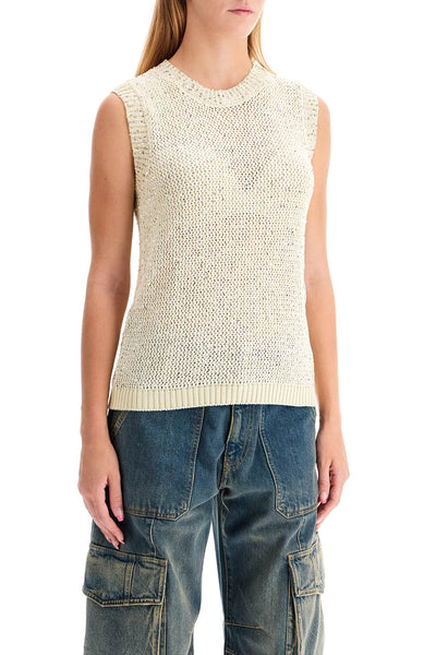 knitted vest with sequins embell GWP01922 P001691 HERITAGE WHITE