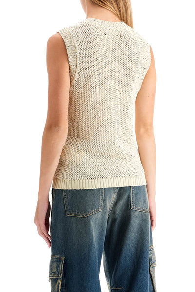 knitted vest with sequins embell GWP01922 P001691 HERITAGE WHITE