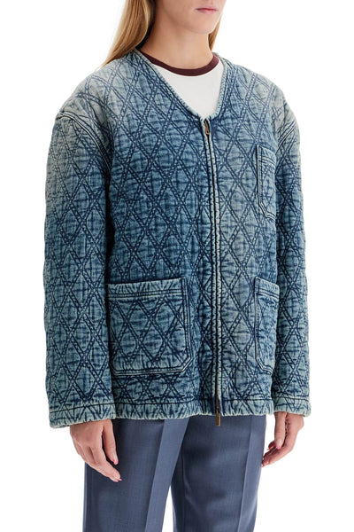 quilted denim jacket GWP01945 P001680 DARK BLUE