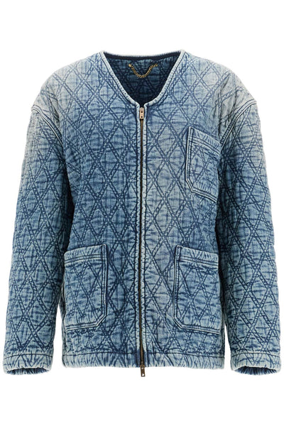 quilted denim jacket GWP01945 P001680 DARK BLUE