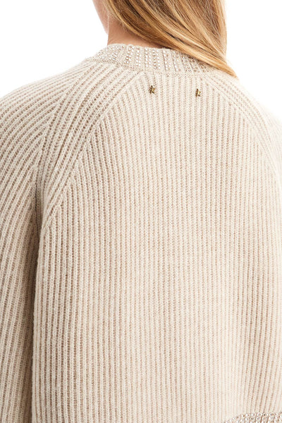 boxy sweater with crystals GWP01961 P001707 LIGHT TAN