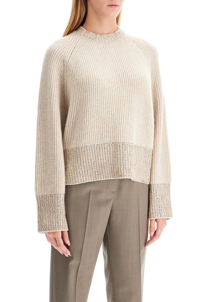 boxy sweater with crystals GWP01961 P001707 LIGHT TAN