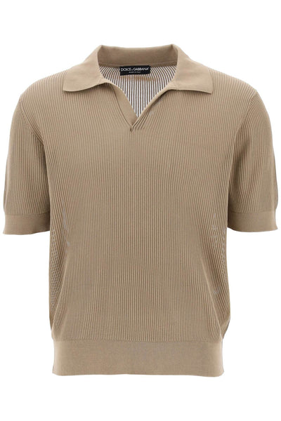 cotton ribbed perforated polo shirt GXZ28T JBCCH BEIGE 10