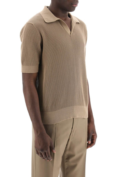 cotton ribbed perforated polo shirt GXZ28T JBCCH BEIGE 10