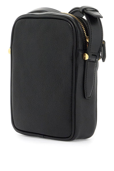 leather shoulder bag with strap H0596 LGO011G BLACK