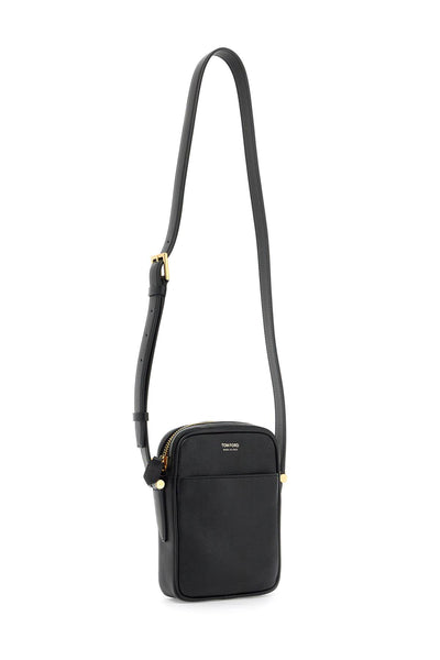 leather shoulder bag with strap H0596 LGO011G BLACK