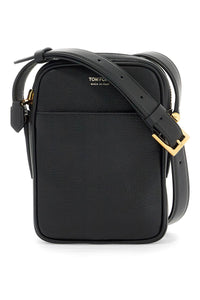 leather shoulder bag with strap H0596 LGO011G BLACK