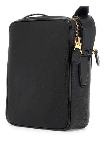 leather shoulder bag with strap H0597 LGO011G BLACK