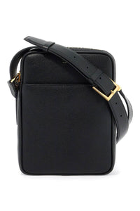 leather shoulder bag with strap H0597 LGO011G BLACK