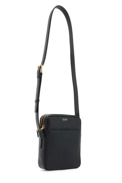 leather shoulder bag with strap H0597 LGO011G BLACK