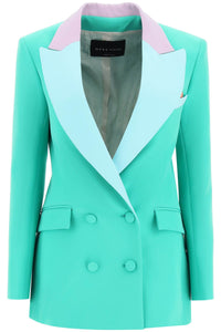 bianca' double-breasted blazer in neo-crepe H223 BIBZ MFN GREEN CIEL LILAC