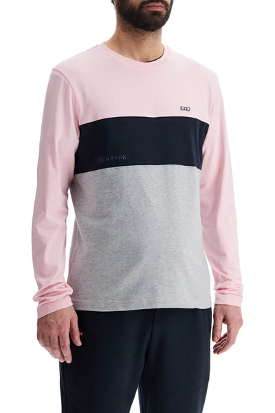 long sleeve crew neck t-shirt in pink, blue, and gray cotton H24MAITL0011 FUZZ