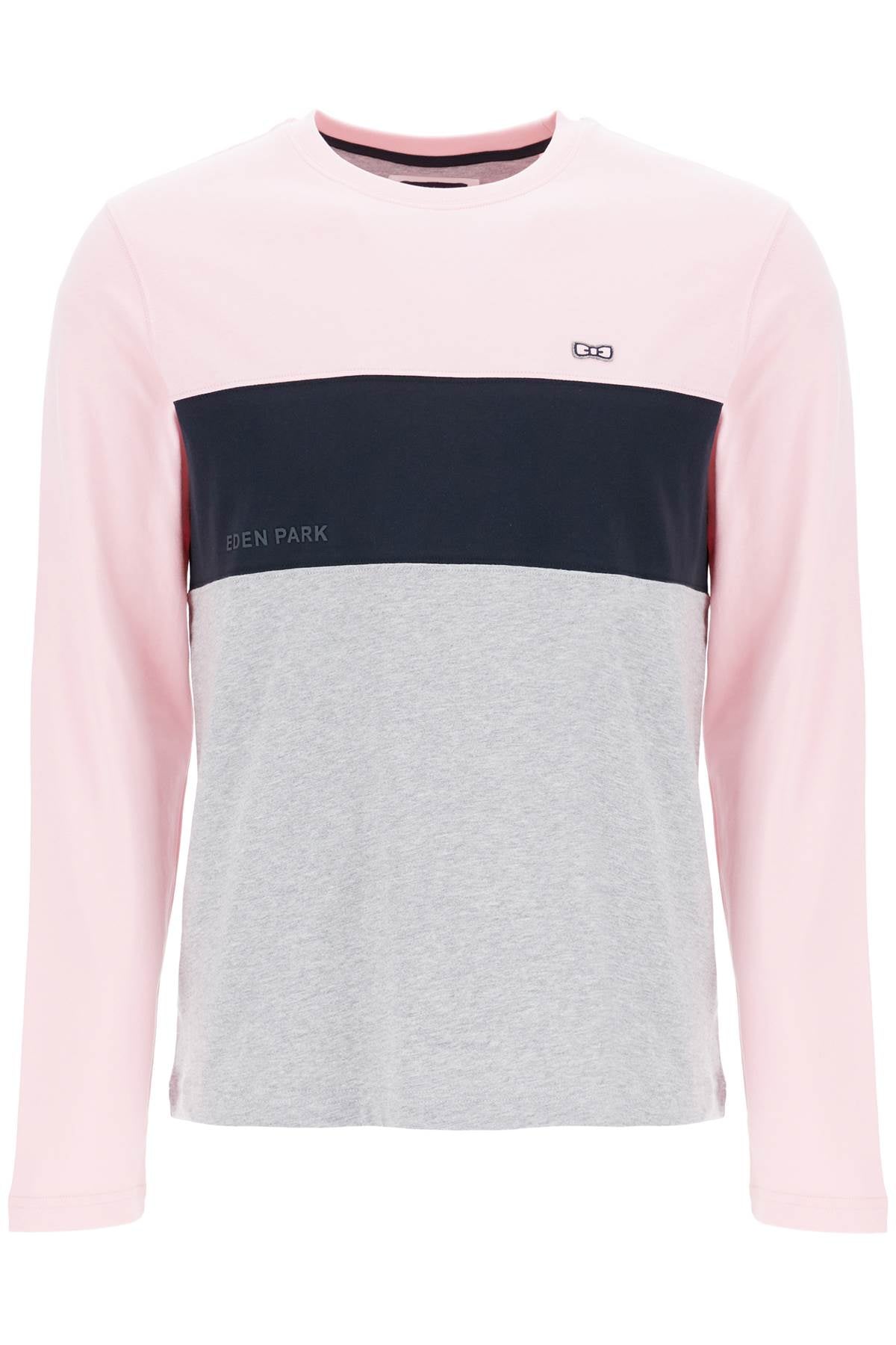 long sleeve crew neck t-shirt in pink, blue, and gray cotton H24MAITL0011 FUZZ