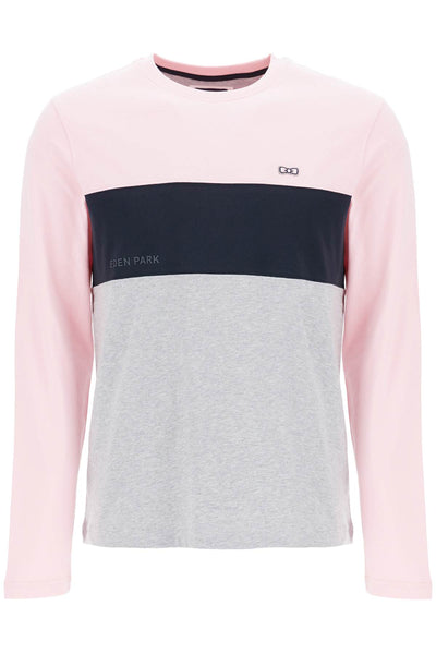 long sleeve crew neck t-shirt in pink, blue, and gray cotton H24MAITL0011 FUZZ