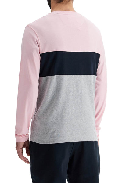 long sleeve crew neck t-shirt in pink, blue, and gray cotton H24MAITL0011 FUZZ