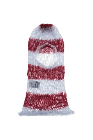 striped mohair balaclava helmet H3FT MAGENTA LIGHT BLUE DISTRESSED