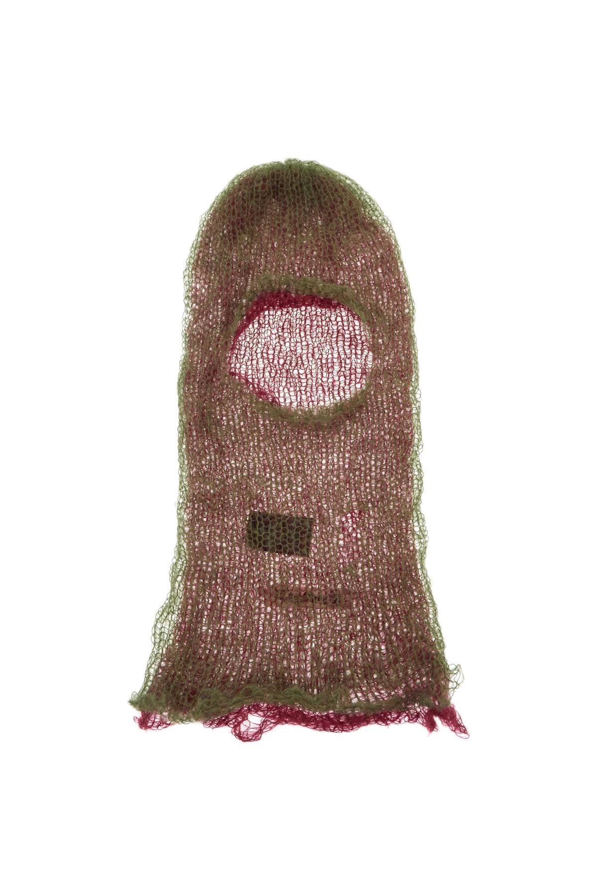 "double-layered mohair balaclava H3FT GREEN   MAGENTA DISTRESSED