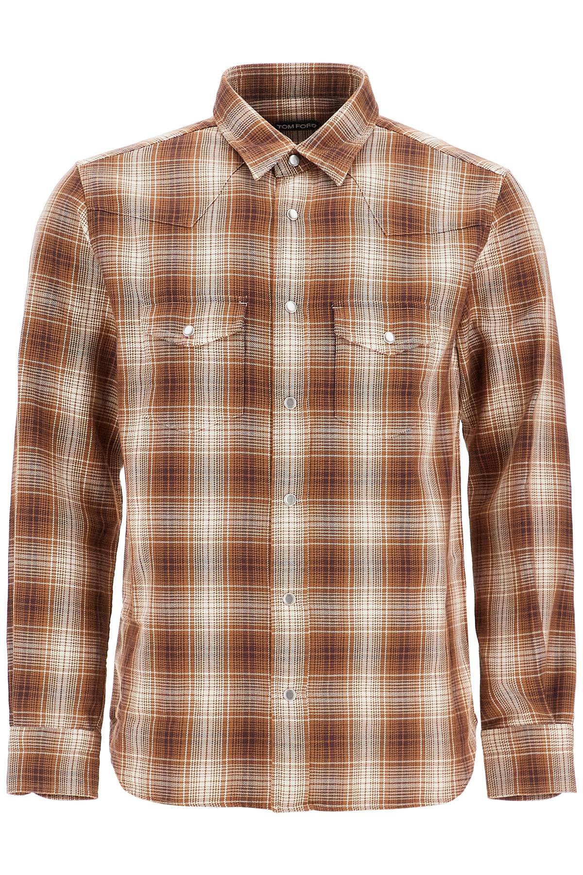 denim western shirt for men HDS001 FMC149F24 COMBO BROWN AND WHITE