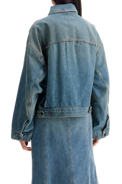 denim boxy jacket with spencer HEW09101DF095 OIL BLUE