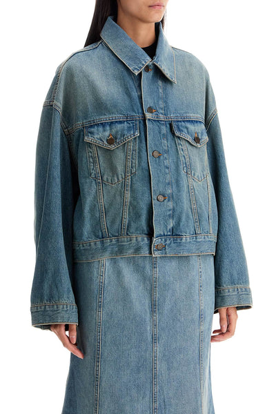 denim boxy jacket with spencer HEW09101DF095 OIL BLUE