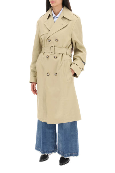 cotton double-breasted trench coat HGCT002 KHAKI