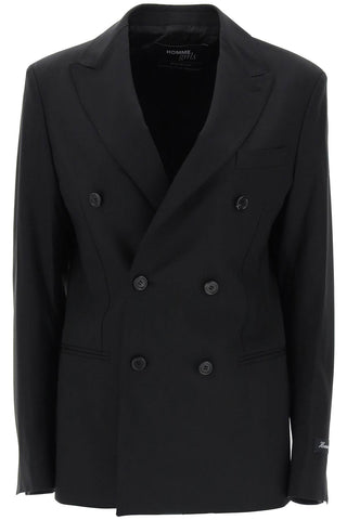 slim fit double-breasted blazer HGJK001 BLACK