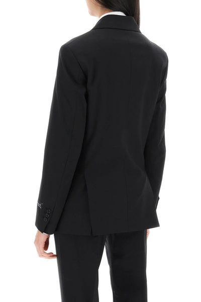 slim fit double-breasted blazer HGJK001 BLACK