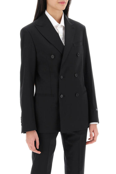 slim fit double-breasted blazer HGJK001 BLACK