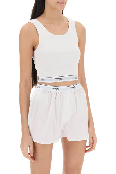 cotton crop top with logo band HGJR006 WHITE