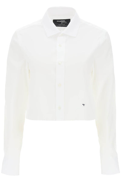 cotton twill cropped shirt HGSH003 WHITE