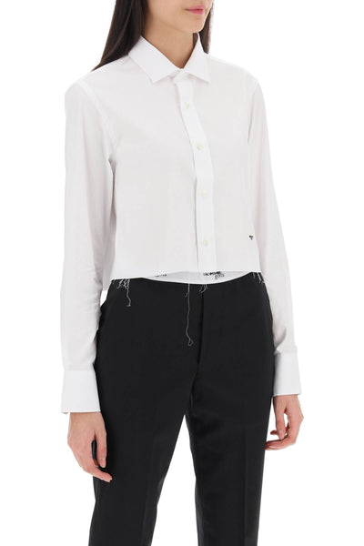 cotton twill cropped shirt HGSH003 WHITE