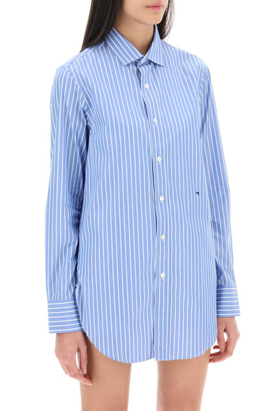 striped poplin shirt HGSH005 BLUE WHITE