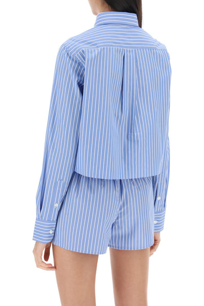 cropped striped poplin shirt HGSH006 BLUE WHITE