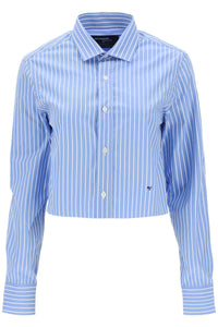 cropped striped poplin shirt HGSH006 BLUE WHITE