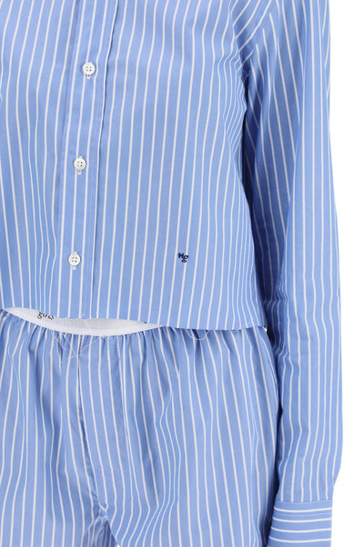 cropped striped poplin shirt HGSH006 BLUE WHITE