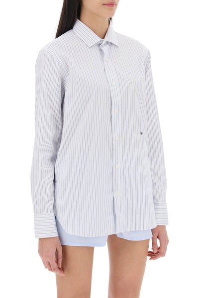 striped poplin shirt HGSH023 WHITE BLUE