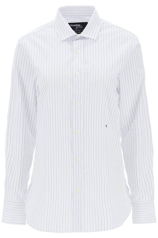 striped poplin shirt HGSH023 WHITE BLUE