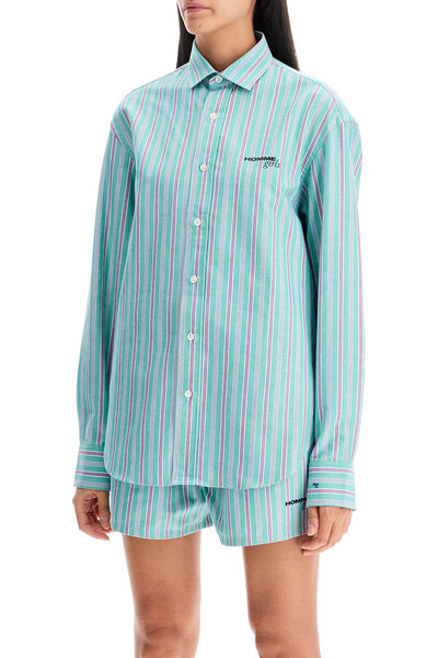 striped oxford shirt for men HGSH043 GREEN OXFORD