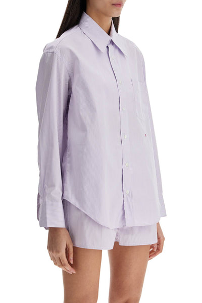 purple striped cotton women's shirt HGSH046 LAVENDER STRIPE