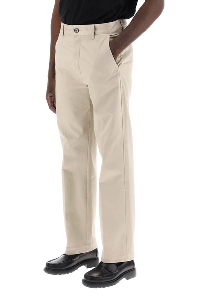 cotton satin chino pants in HTR005 CO0009 BEIGE CLAIR