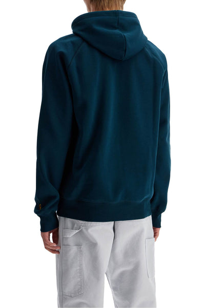 chase hooded raglan sweat I033661 DUCK BLUE / GOLD